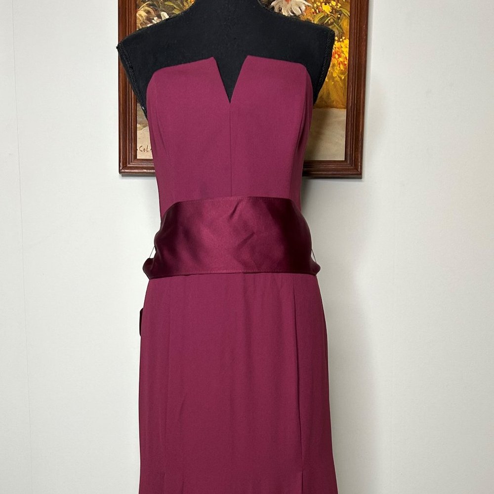 White by Vera Wang Fit & Flare Dress Women 12 Maxi Tube Top Maroon Evening Party